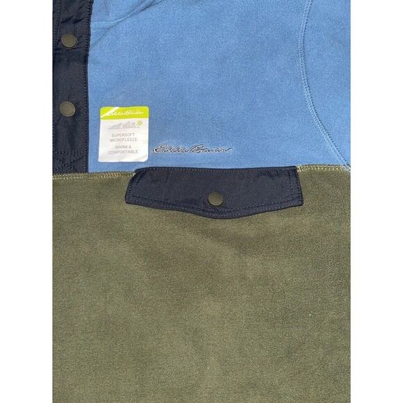 Eddie Bauer Men's‎ Chutes Snap Mock Microfleece Pullover Size 2XL Olive/Blue NWT - Picture 5 of 7